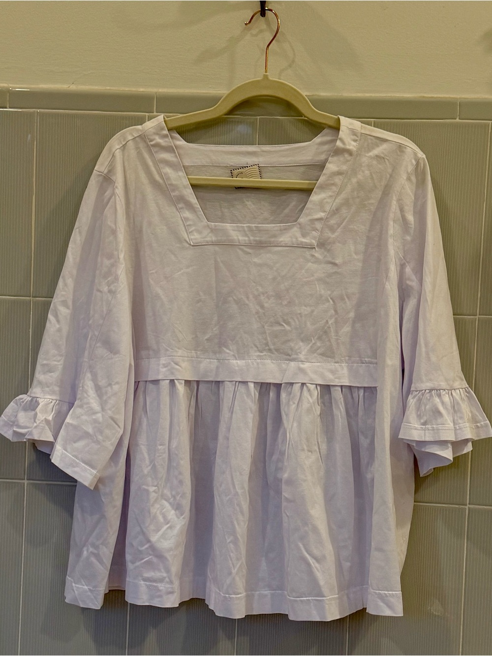 Anthropologie Lavender Square-Neck Peplum Blouse